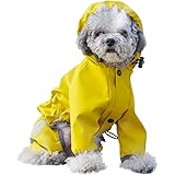 犬 レインコート カッパ 小型犬 中型犬 犬用 ポンチョ 防水 防風 着脱簡単 フード帽子付き (L, イエロー)