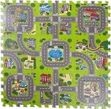 ユノックス 床材 ジョイントマット パズルマット 道路 9枚セット [約31.5x31.5x厚さ1cm/子供 キッズ プレイマット/防音対策/床の傷防止/床暖房対応]