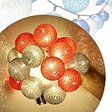 A-SZCXTOP ストリングライト 20個 LEDライト ットンボールライト イルミネーション クリスマス パーティー 屋内屋外 装飾 バッテリーランプ 防水 電池式