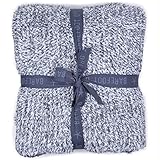 (ベアフット ドリームス)Barefoot Dreams ブランケット COZYCHIC HEATHERED THROW #603 190×137 SLATE.BLUE-WHITE [並行輸入品]