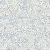 Warner BRL980715 Bali Damask Wallpaper, Blue [並行輸入品]