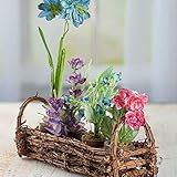 4ミニチュアPotted Sparkling人工野の花の枝のバスケットのホーム装飾、Crafting and Displaying