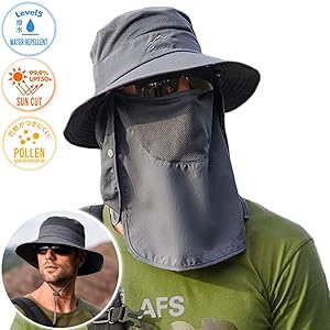 サファリハット メンズ 【UPF50+ UVカット率99.9% 】【撥水・防汚機能 360度 日よけカバー】つば広 メッ…