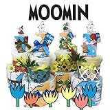 （パンパースS）ムーミンのタオルとハンドメイドスタイの おむつケーキ オムツケーキ (ピックの種類【ムーミン】, スタイのカラー【オレンジ】)