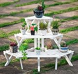 フラワーラック、3層ラダータイプコーナーバルコニーソリッドウッドリビングルームフラワーポットラックフラワーシェルフ ( 色 : #4 )