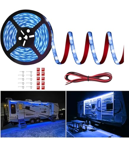 Camper Awning Seagenck RV Led Awning Party Light, Led Awning Strip Light For Camper Motorhome Travel Trailer Concession Stands Food Trucks, Light Up Canopy Area For BBQ Play Cards, 5m(16.4ft), Dc 12v