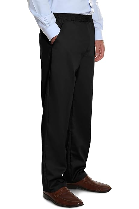 Elastic Waist Denim Solid Casual Pants 