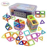 marlamall磁気ビルディングブロック、70個マグネットタイルセット教育Stacking Toys for Kids over 3 years old