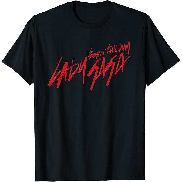 Amazon | 公式 Lady Gaga ライトニングブラックロゴ Tシャツ | T