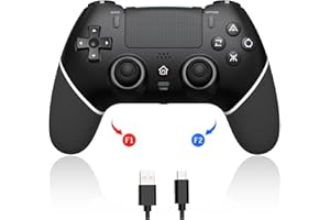 PS4コントローラー 【2026年アップグレード版】 Sungale ps4コントローラー 背面ボタン付き 1000mAh大容量バッテリー 自動連射 Bluetooth5.0接続 マクロ機能 P4/P4 Pro/Slim/PC対応 イヤホンジャック付