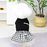 サムコス 犬服 ワンピース ペット服 犬猫洋服 チェック柄 蝶結び 袖なし 春夏秋 犬の服 お姫様 レース ドレス スカート 可愛いワンピース 人気 ファッション 小型犬 中型犬 猫 (M, ブラック)
