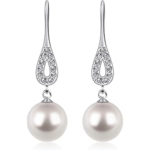 D.Perllaピアス レディース シルバー925 パールCZダイヤモンドピアス,バレンタインデー、クリスマス、記念日に…