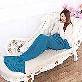 KidsTime Mermaid Tail Blanket Knit Crochet Mermaid Blanket for Adult and Kids Soft Sleeping Bag(Lake
