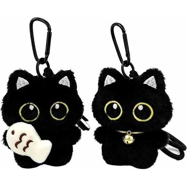 Amazon.co.jp: 愛らしい黒猫のぬいぐるみキーホルダー バッグチャーム
