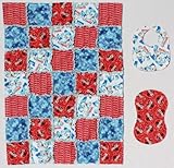 Coca Cola Bear with Blue Tones and Snowflake Print Baby Rag Quilt Blanket with Matching Burp Cloth a
