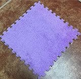 ジョイント パズルマット　ブロード 絨毯　シリーズ カラーマット　30×30cm　厚み1cm　15枚セット (パープル)
