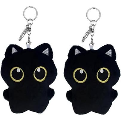 Amazon.co.jp: 黒猫ぬいぐるみキーホルダー,猫ぬいぐるみキーホルダー