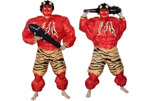 [Homie Home] 絶泣の扮装です 節分 鬼コスプレ豆まき オニ退治赤鬼 青鬼 マスク空気で膨らます服筋肉鬼です 節分 豆まき 怖い鬼マスク 大人用