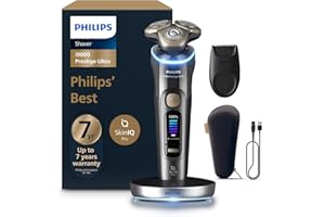 Philips Razor i9000 Prestige Ultra Wet and Dry Razor for Men, Dark Grey, Pressure and Motion Sensor, Trimmer Attachment, Char