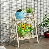 フラワースタンド・園芸ラック 軽量木製フラワースタンド/屋内/屋外植物棚/2Fはしご階段ポット/植物フラワーディスプレイスタンド フラワーディスプレイスタンド