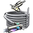 LISEN 4 in 1 Charging Cable, Up to 240W USB C Cable [2M, PD3.1] Type C Cable Rapid Charging, 480Mbps Data Transfer, USB C to USB C to USB C to Lightning / USB A to USB C / USB A to Lightning iPhone