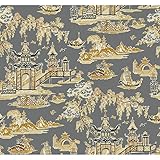 York Wallcoverings wc7555ウェイバリー通りClassics II peaceful Templeリムーバブル壁紙、Blacks