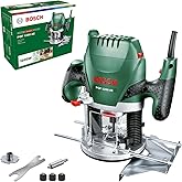 Bosch 1200W Electric Plunge Router with 8mm Bit, Parallel Guide, Template Guide, Dust Extraction Adapter, 28000 RPM, Speed Se