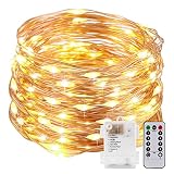 Arisen イルミネーションライト ストリングライト LED 10m 電球数100 電池式 ワイヤーライト クリスマス パーティー 結婚式 誕生日　飾りライト スター　電飾　室内室外　防水　電球色