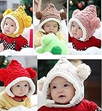 【デザインと5色から選べる】ぼんぼん付 ボア ニット帽 ベビー キッズ 秋冬 防寒 《カラフル手袋付》 (Aタイプ, イエロー) CT53723
