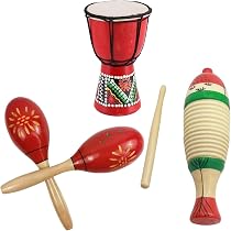 Amazon.co.jp: SALUDABLE ジャンベ ウッドギロ マラカス 楽器 太鼓