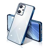 OPPO Reno 7A 9A ケース クリア メッキ加工 OPG04 A201OP A301OP CPH2353 耐衝撃 薄型 カバー オッポリノ 7A 9A case 米軍MIL規格 SGS認証 TPU 透明な背面 スマホケース 衝撃吸収 ソフトケース 指紋防止 滑り止め 黄変防止 ストラップホール付き カメラ保護 携帯ケース Reno 7A 9A ケース (ブルー)