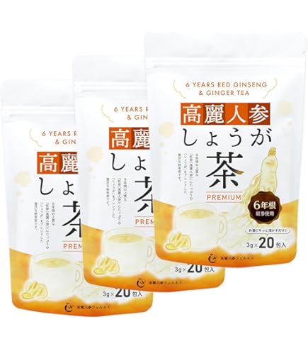 Amazon.co.jp: 6年根 高麗紅参茶GOLD (3g×20包) / 高麗人参茶 百済