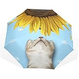 AOMOKI 日傘 折り畳み傘 折りたたみ傘 手開き 三つ折り 梅雨対策 晴雨兼用 UVカット 耐強風 8本骨 男女兼用 ひまわり 可愛い猫