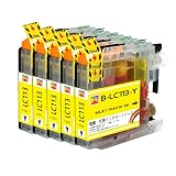 LC113-4CL Brother用 互換インクカートリッジ LC113(5Y) 1色 5本 大容量 残量検知 最新ICチップ搭載 MFC-J6975CDW、MFC-J6973CDW、MFC-J6970CDW、MFC-J6770CDW、MFC-J6573CDW、MFC-J6570CDW、MFC-J4910CDW、MFC-J4810DN、DCP-J4215N、DCP-J4210N