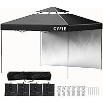 Amazon | CYFIE タープテント 3x3m サイドシート1枚付属 風抜け