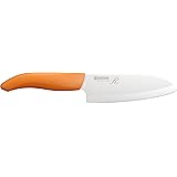 京セラ セラミック 包丁 日本製 軽く 鋭く キレイに切れる 包丁 三徳 小 14cm 硬いから切れ味が長く続く サビない素材 よく切れる 食洗機 除菌漂白 OK セラミック包丁 牛刀 中華 オレンジ FKR-140X-OR