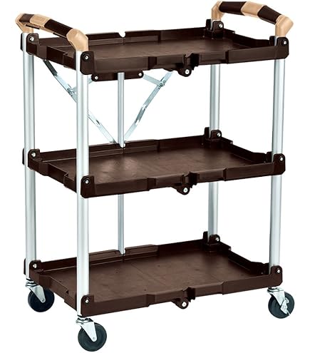 Amazon.co.jp: 折りたたみ式 万能ワゴン 3段 ABW-03 ブラウン : ホーム