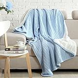 ThickeningベルベットPlushふわふわニットThrow Blanket 47×70 Inches ブルー COMINHKPR142943
