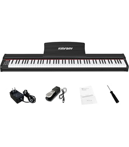 Amazon | KIMFBAY 電子ピアノ 88鍵盤スタンド付き 軽量 ポータブル