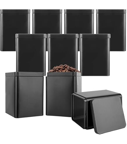 HAN SHENG Square Tea Tin - Airtight Storage Container For Loose Tea, Coffee, Sugar, Spices (Green, 150x85x70mm)
