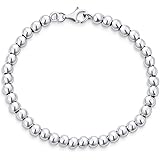 Traditional Simple Plain Hand Strung Polish Round Light Weight .925 Sterling Silver Bead 4,6,8,10MM Ball Strand Bracelet For 