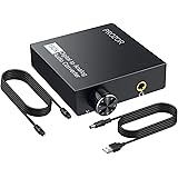 PROZOR 192kHz デジタル to アナログ 音声変換器 光デジタル to 3.5mm音声変換器 音量調整でき 音声アンプチップ搭載 Toslink to 3.5mm オーディオアダプター 光ケーブル付属
