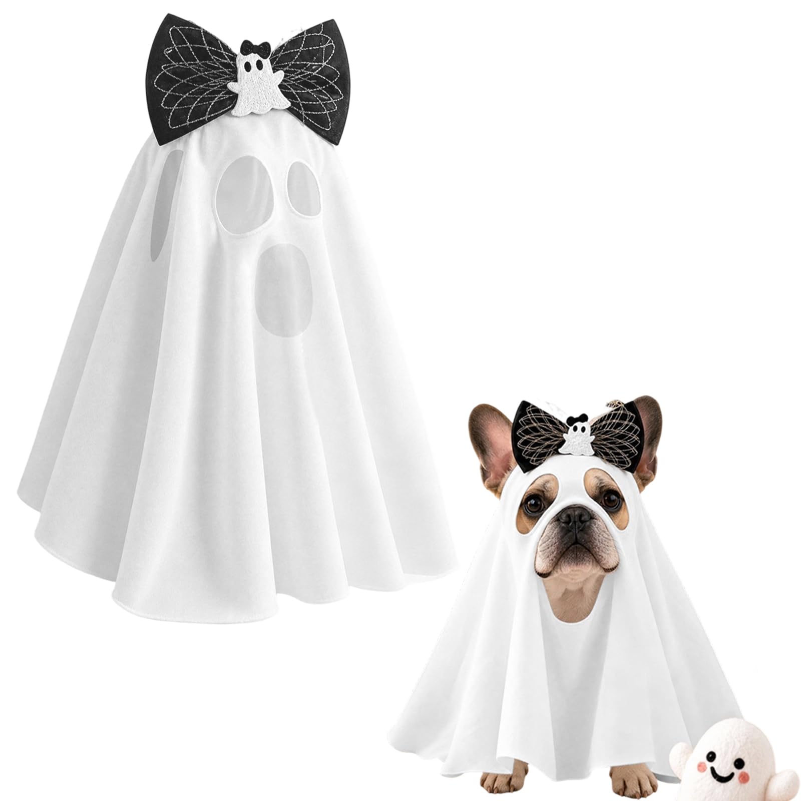 ハロウィン お化け 仮装 犬 猫 ゴーストハット ヘッドカバー ハロウィン ペット コスプレ コスチューム かわいい 小型犬 中型犬 変身グッズ 白 | 軽量 おしゃれ ペット服 ドッグスーツ 変身服 被り物