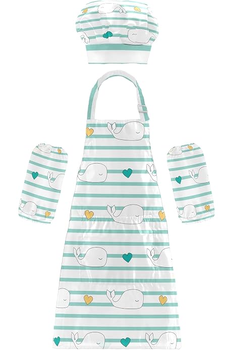 Amazon.co.jp: [alaza] エプロン セット 子供 おしゃれ 人気 防水防油 