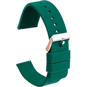 EVOLBER 腕時計ベルト シリコンラバー 時計ベルト 腕時計バンド 完全防水加工 (18mm, グリーン)