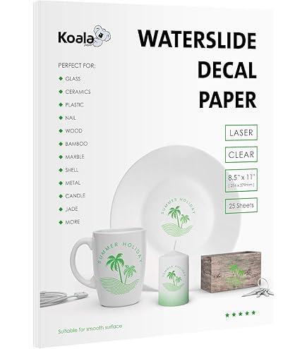 Hayes Paper Co. Transparent Decal Paper (Waterslide) for Inkjet Printers - 20 Printable A4 Sheets | Top Quality Transfer Paper (Waterslide Decal