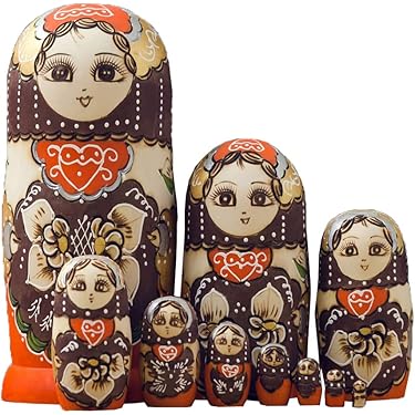 新品　ロシア製　キツネ 11cm マトリョーリカ　5体セット ロシアマトリョーシカ人形 海の生き物《5ピースセット》海洋生物