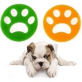 Reusable Pet Hair Remover Brush, Cat Lint Dog Fur for Laundry Washing Machine (1 Green + 1 Orange, Round)