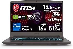 【Amazon.co.jp限定】【Core i7 & RTX 3050搭載・薄型軽量】MSIゲーミングノートPC Thin15 Corei7 RTX3050/15.6インチ FHD/144Hz/16GB/512GB/Windows 11/Thin-1