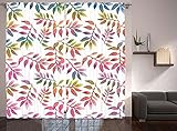 Floral Decor Curtains by Ambesonne Colorful Leaves and Plants Prints Flowers Spring Season Window Dr